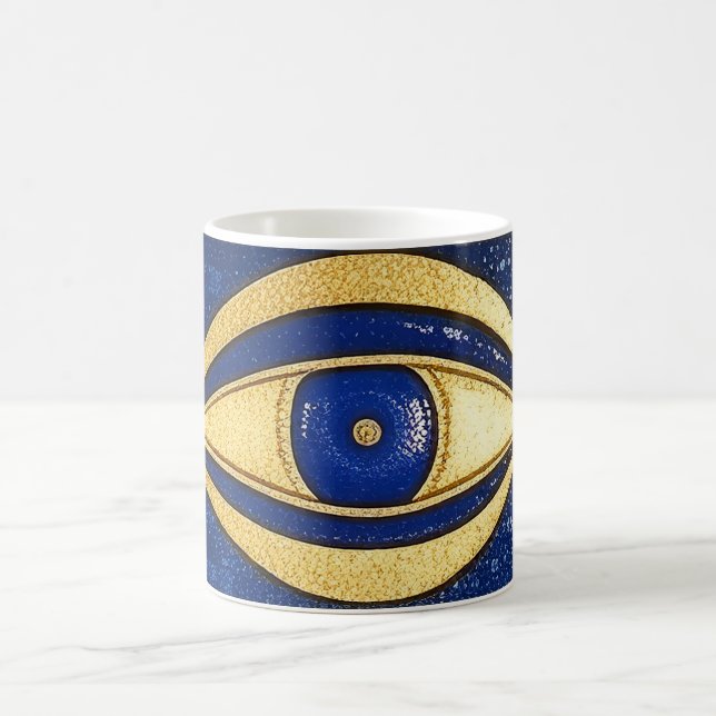 Caneca De Café Talismã Dourado + Olho Mau Azul (Centro)