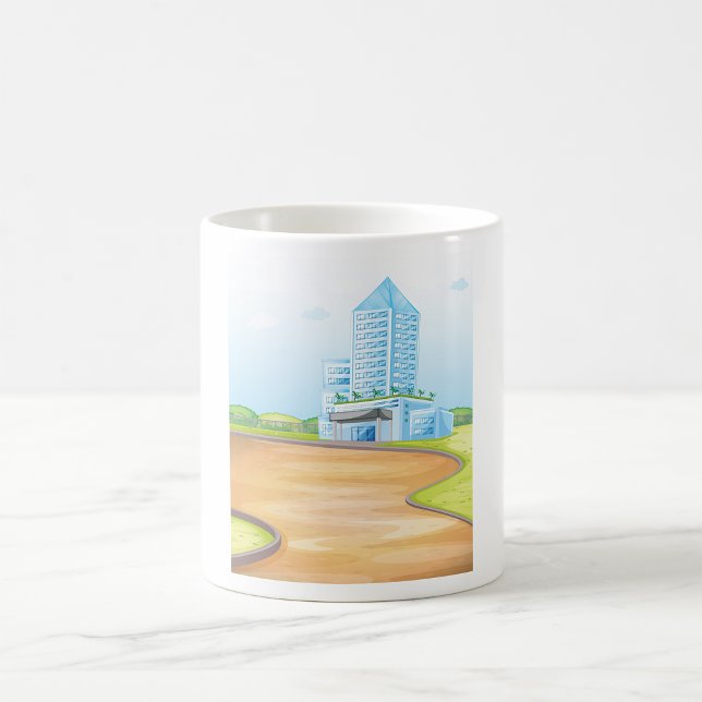 Caneca De Café Tall Blue Building Mug (Criador carregado)