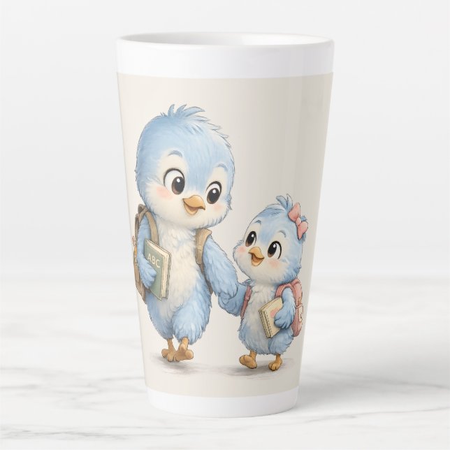 Caneca de Café Tall Latte Pequena Ave Azul Fofa (Frente)