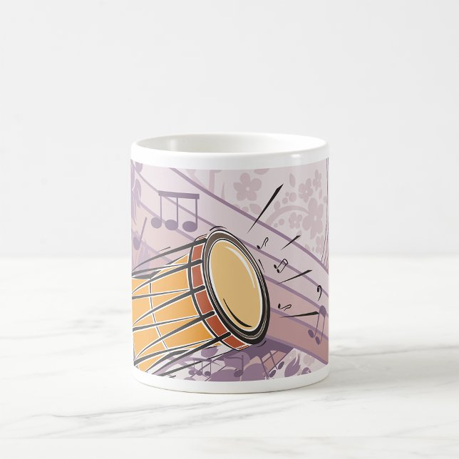 Caneca De Café Tambor Bongo Tradicional Com Notas Musicais (Criador carregado)