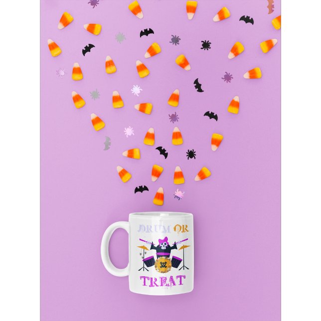 Caneca De Café Tambor ou Tratar o Halloween do esqueleto (Criador carregado)