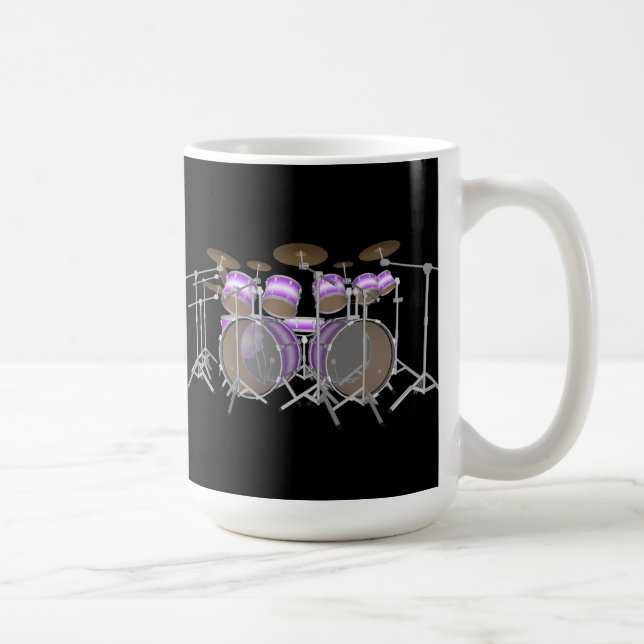 Caneca De Café Tambores: Kit de Tambor Roxo e Branco: Modelo 3D:  (Direita)