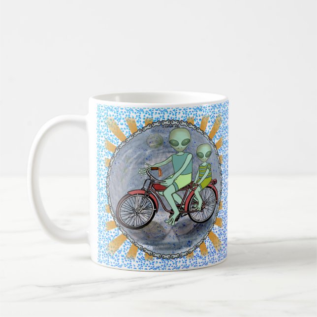 Caneca De Café Tampão de bicicleta alienígena (Esquerda)