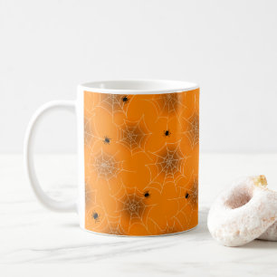Caneca De Café Tampão de café do Dia das Bruxas de Aranha Laranja