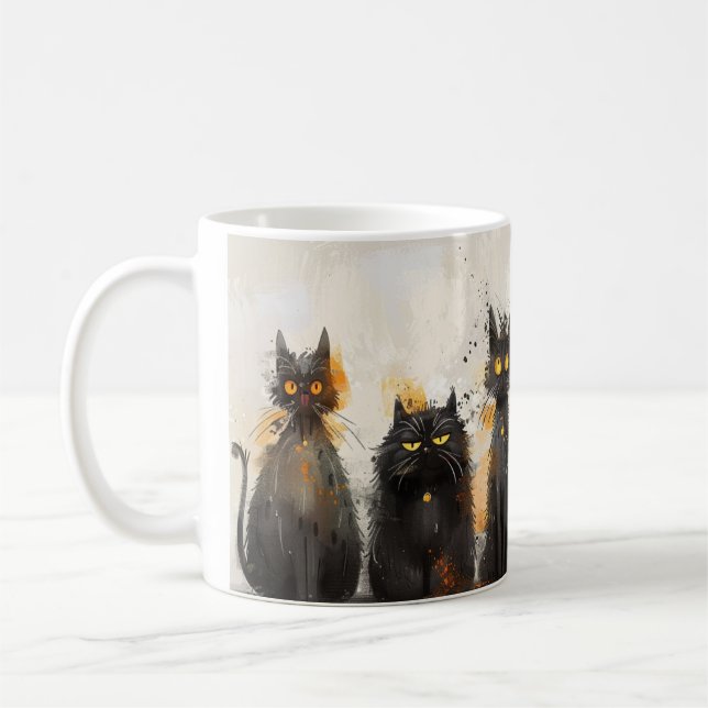 Caneca De Café Tampão de café ilustrado com lover de gato preto (Esquerda)