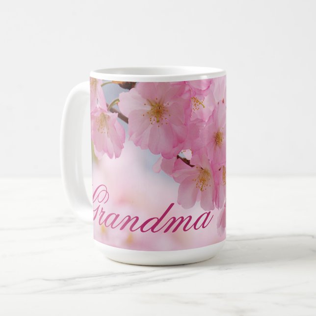 Caneca De Café Tampão de Dia de as mães Cherry Blossom (Frente Esquerda)