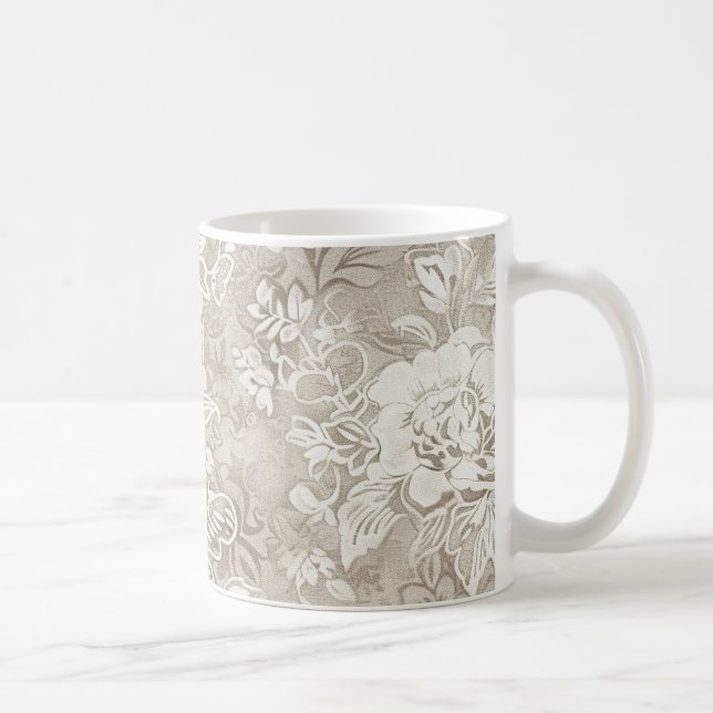 Caneca De Café Tan e Cream Floral (Direita)