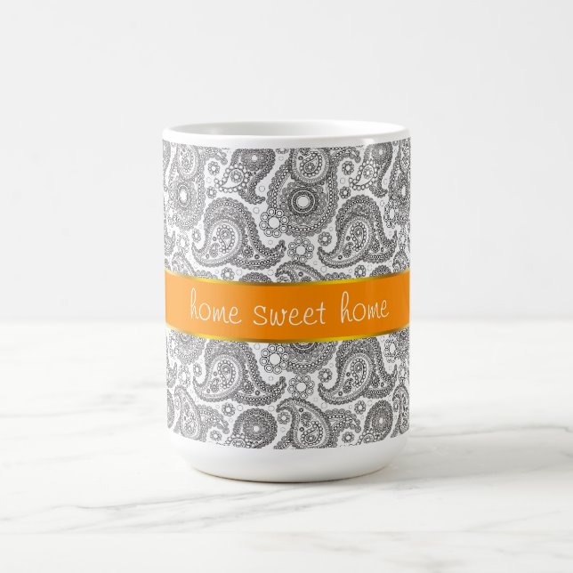 Caneca De Café Tangerine Black Paisley (Centro)