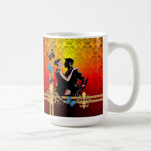 Caneca De Café Tango no damask (Direita)