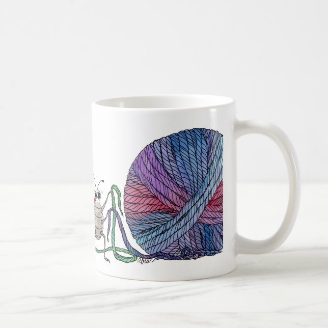 Caneca De Café Tão muitas extremidades fracas… joaninha e fio (Direita)