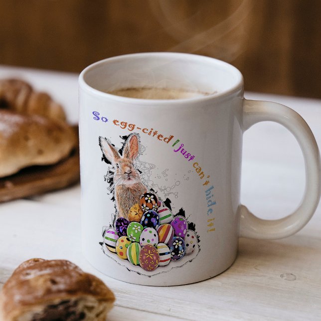 Caneca De Café Tão ovando de alegria que simplesmente não consigo (So egg-cited I just can’t hide it! Coffee Mug)