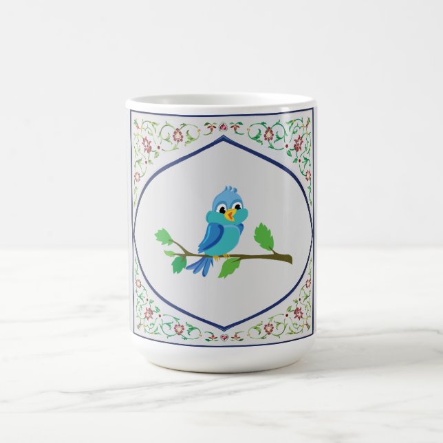Caneca De Café Tapeçaria de Pássaro Azul Fofo (Centro)