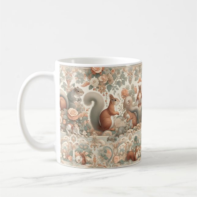 Caneca De Café Tapeçaria do Esquilo da Floresta Vitoriana (Esquerda)