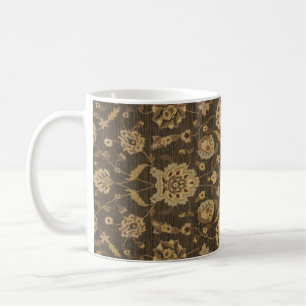 Caneca De Café Tapeçaria floral dourada verde florestal