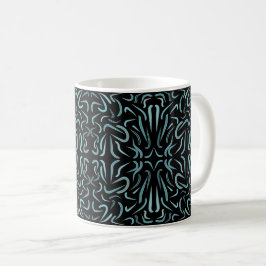 Caneca De Café Tapered Outline Shapes Filled With Aquatic Colors