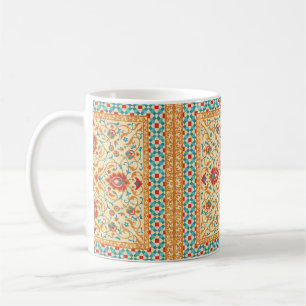 Caneca De Café tapete oriental, padrão floral ornamental ornamen