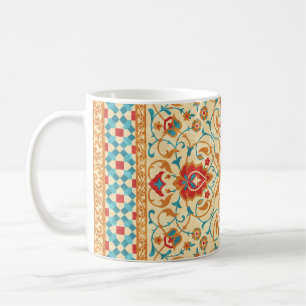 Caneca De Café tapete oriental, padrão ornamental floral.