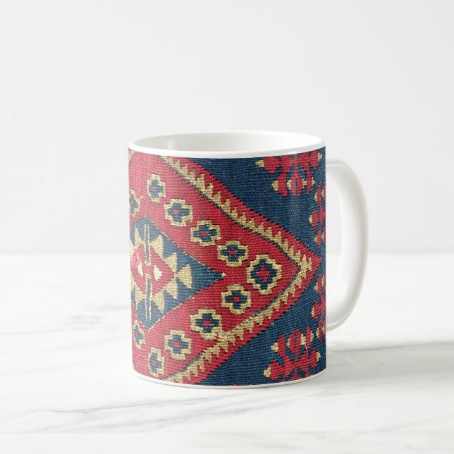 Caneca De Café Tapete turco Kilim - Anorro Vermelho Antigo (Frente Esquerda)