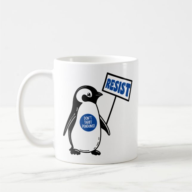 Caneca De Café Tarifa Engraçada De Pinguim De Memória Política (Esquerda)