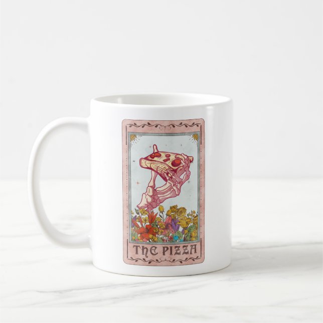 Caneca De Café Tarot Card A Pizza Engraçada Tarot Skeleton Tarot (Esquerda)