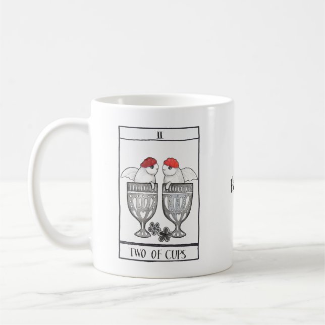 Caneca De Café Tarot Card Art Two cups Custom Name (Esquerda)