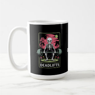 Caneca De Café Tarot Card Deadlifos Funny Skeleton Workout Design