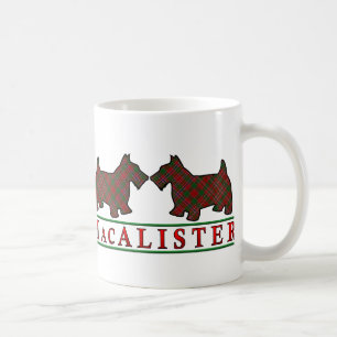 Caneca De Café Tartan Clan MacAlister Cães Scottie Escoceses