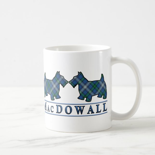 Caneca De Café Tartan Clan MacDowall Cães Scotties Escoceses (Direita)