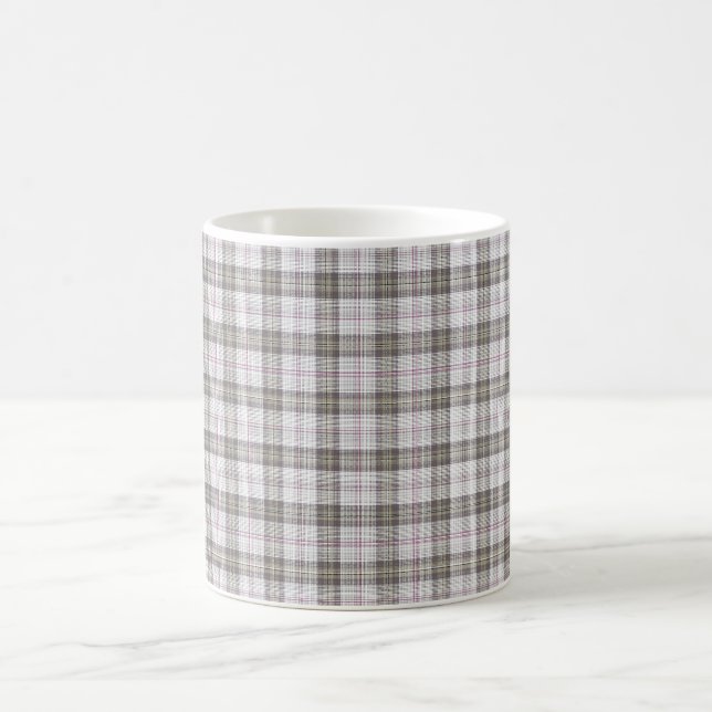 Caneca De Café Tartan de moda cinza (Centro)