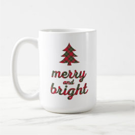 Caneca De Café Tartan de tipografia de Natal feliz e Brilhante