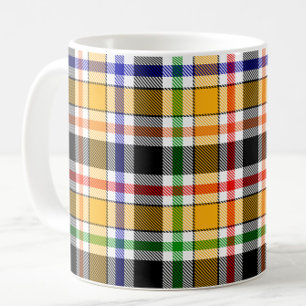 Caneca De Café Tartan de Xadrez Flanel de Multicoloração Amarela