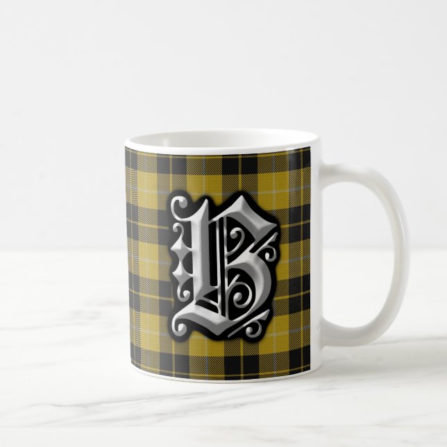 Caneca De Café Tartan do vestido do monograma da letra B de (Direita)