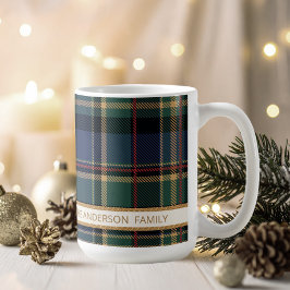 Caneca De Café Tartan Merry Christmas Gold Frame ID1141B