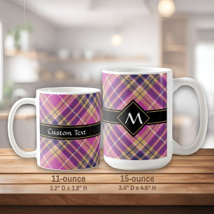 Caneca De Café Tartan rosa, Dourado e azul