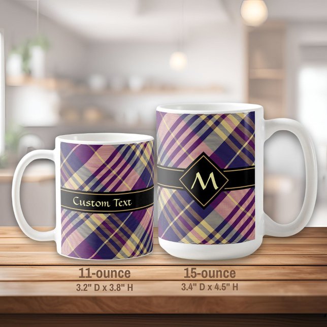 Caneca De Café Tartan roxo, Dourado e azul (Criador carregado)