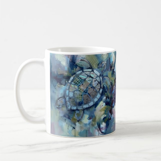 Caneca De Café Tartaruga Abstrata (Esquerda)