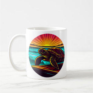 Caneca De Café Tartaruga ao Pôr do Sol, Inspirando Design da Natu