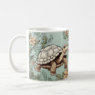 Caneca De Café Tartaruga-branca com flores