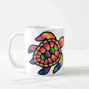 Caneca De Café Tartaruga Colorida: Uma Tartaruga Vibrante em Tie
