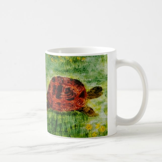 Caneca De Café Tartaruga De Arte Animal (Direita)