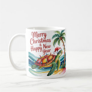 Caneca De Café Tartaruga de Natal no Paraíso