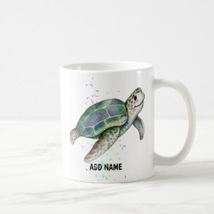 Caneca De Café Tartaruga-do-mar Cega Aquarela Oceano Vida Adicion