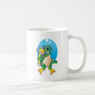 Caneca De Café Tartaruga do mergulhador dos desenhos animados