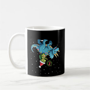 Caneca De Café Tartaruga do Papai Noel Montando Rena T-Rex Luz de