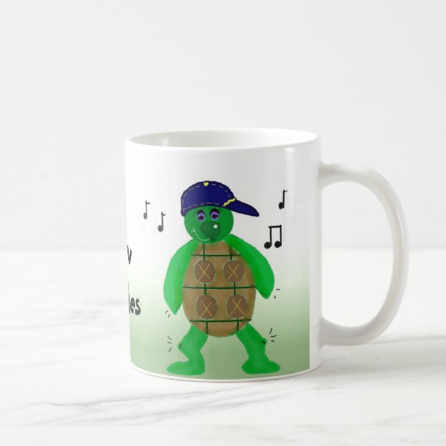 Caneca De Café Tartaruga Engraçada em Pé (Direita)