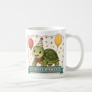 Caneca De Café Tartaruga Festa Tartaruga Fofa com Chapéu de Festa