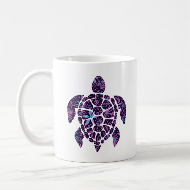Caneca De Café Tartaruga Floral (Esquerda)