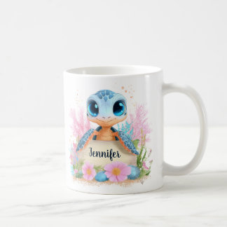 Caneca De Café Tartaruga Fofa Personalizada Nome Animal
