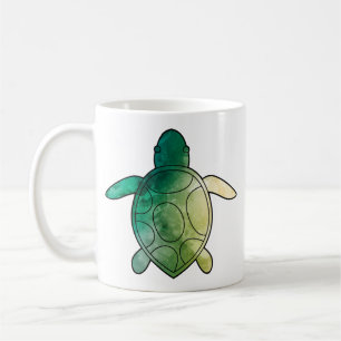 Caneca De Café Tartaruga Marinha aquarela verde