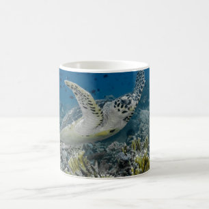 Caneca De Café Tartaruga Marinha de Escama Nadando